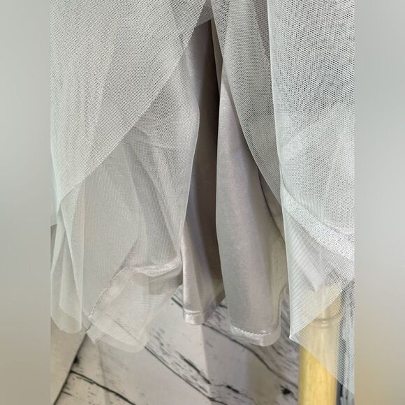 Ryu Tulle Mesh Dress w/Petal Trim Silver M - Picture 7 of 13